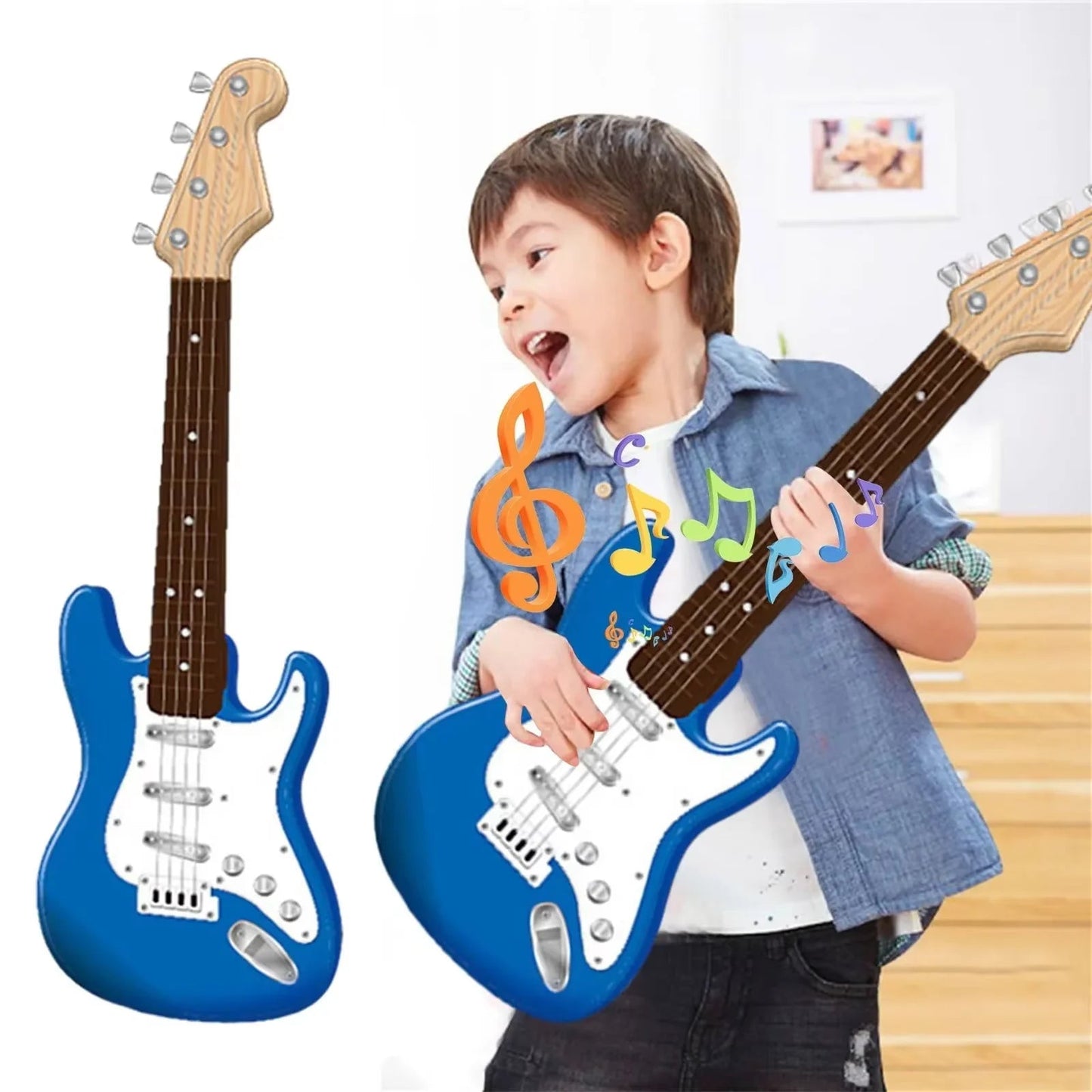Children-size Electric Guitar Attracts Children Attention 4 String Guita Beginners' Level Guitar Puzzle And Musical Instruments shoporiz