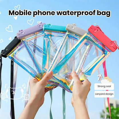 Full View Waterproof Phone Pouch Lanyard Touchscreen PVC Universal Beach Kayaking Swimming Underwater Dry Bag Swimming Pouch