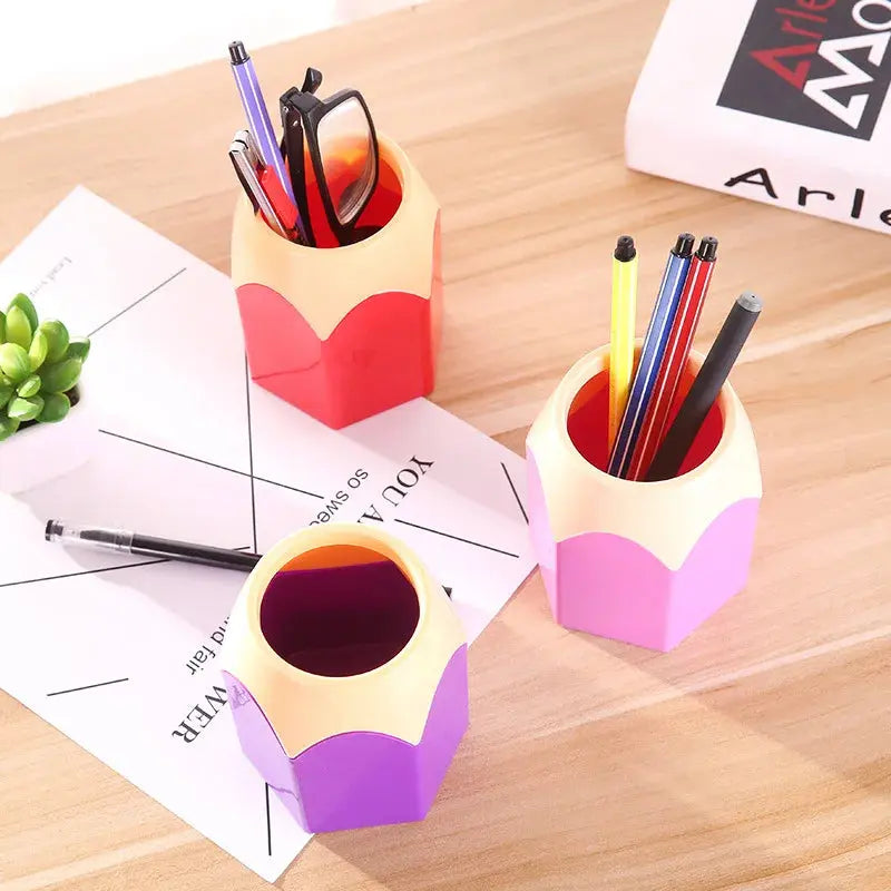 Cute Pencil Head Shape Pen Holder Pencil Storage Box Student Desktop Office Shoporiz