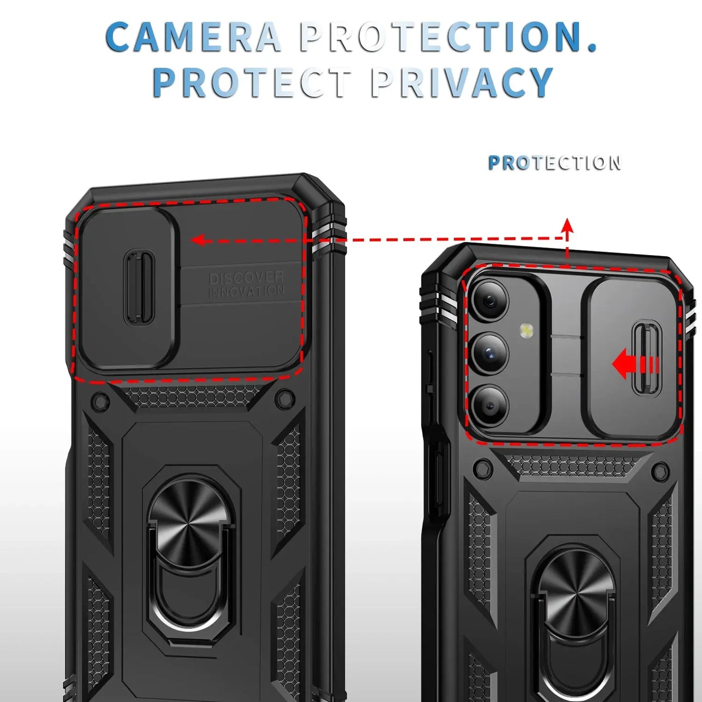 Case For Galaxy A16 A17 A15 A14 A56 A36 A26 A06 A35 A55 A25 A35 A54 A53 Camera Slide Armor Protection 360 Degree Rotate Cover