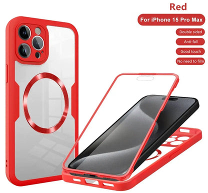 Magnetic For Magsafe 360 Full Body Front+Back Clear Case For iPhone 16 15 11 12 13 14 Pro Max Silicone Bumper Shockproof Cover