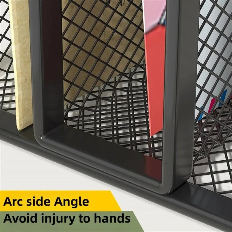 Black Metal Iron Mesh Desk Organizer - Letter Tray Holder for Paper Magazine Book Office Grid Tray