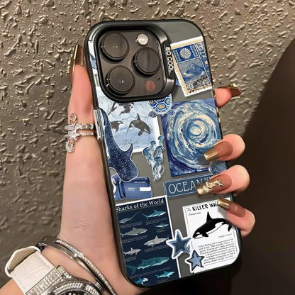 Ocean-Themed Pattern Phone Case for iPhone Shockproof Back Cover Compatible with Multiple Models Anti-Scratch Lightweight Matte