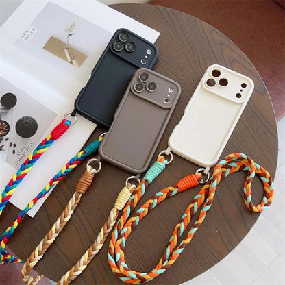 TPU Soft Silicone Crossbody Lanyard Phone Case for IPhone Air 17 16 15 Plus 14 13 12 11 Pro Max SE2022 Rope Necklace Strap Cover