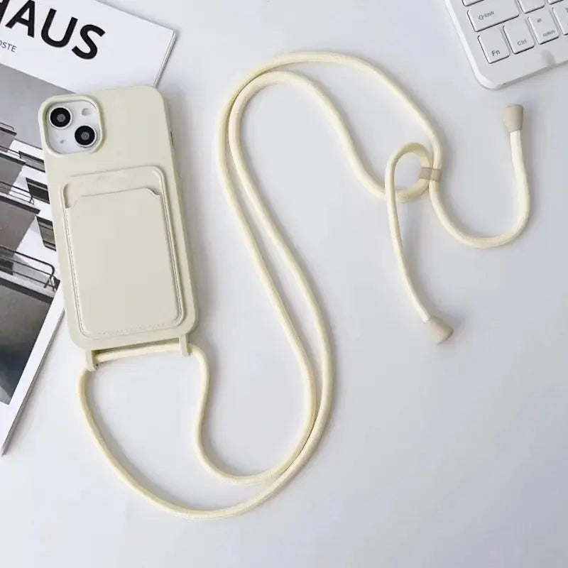 Crossboby Lanyard Rope Phone Case for IPhone 17 Air 16 15 14 Plus 13 12 11 Pro Max Silicone Card Package Fall Prevention Cover