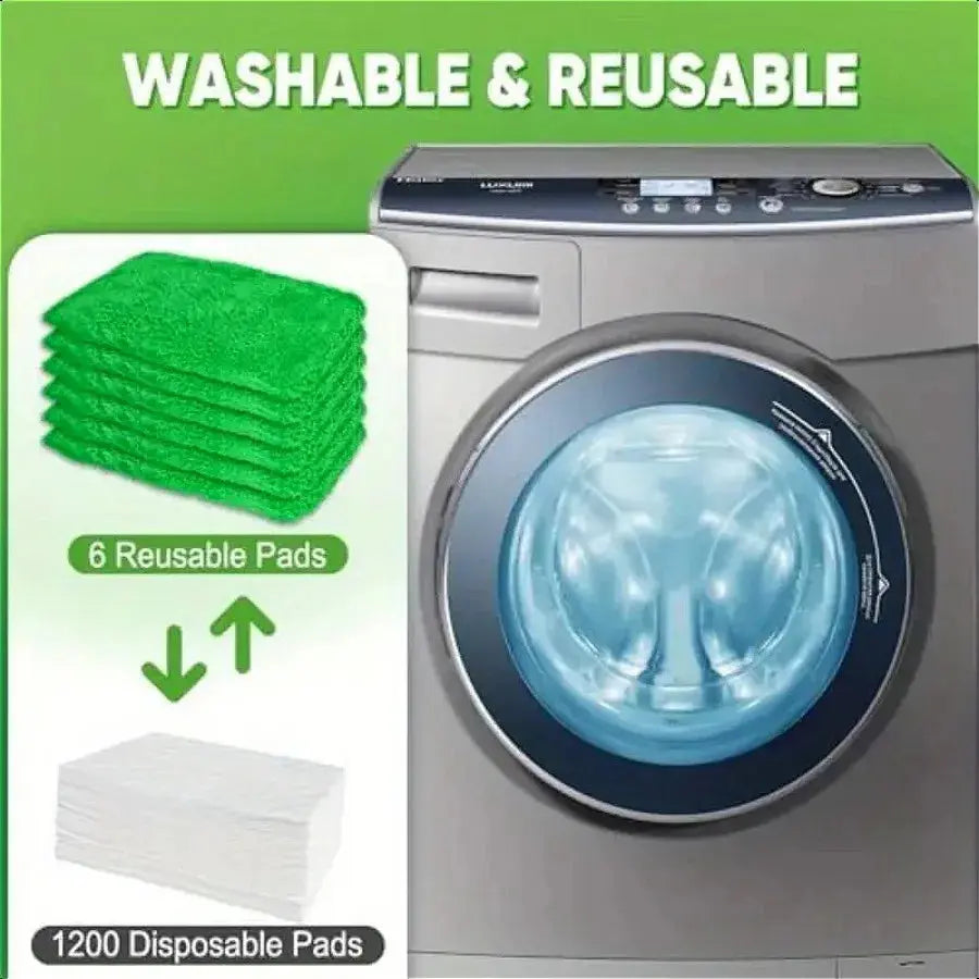 7 Piece Green Mop Cloth, Suitable for Sweeping Mop - Dry Sweeping Cloth and Wet Mopping, Household Cleaning - Washable