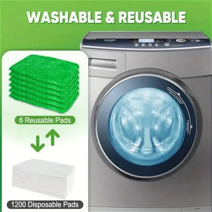 7 Piece Green Mop Cloth, Suitable for Sweeping Mop - Dry Sweeping Cloth and Wet Mopping, Household Cleaning - Washable