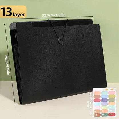 Three Colors Horizontal A4 Folder Students Office Business Trip Multi-layer Large Capacity 5/8/13 Layers Storage Organ Bag Shoporiz
