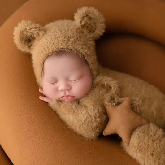 Newborn Photography Props Knitted Outfit Bear Baby Cosplay Glasses Baby Photoshoot Props Accessories