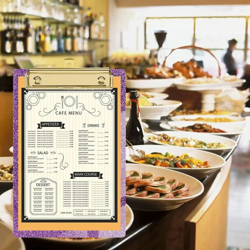 Durable Pink Glitter Acrylic Clipboards Colored Mental Clip Writing Clip Board Student Supplies Office Clipboard Classrooms