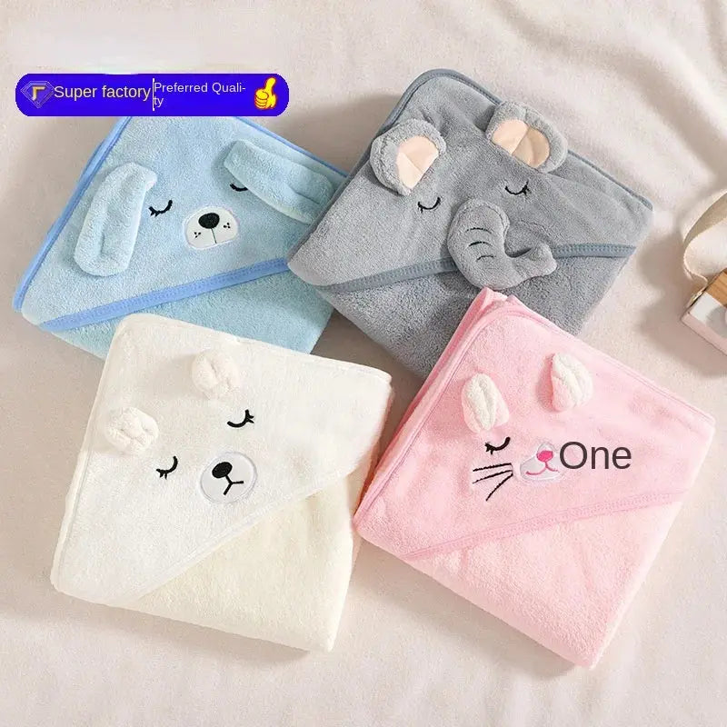 Baby Bath Towel Children's Bathrobe Newborn Baby Cartoon Blanket Super Soft Absorbent Hooded Hug Quilt80x80cm Shoporiz