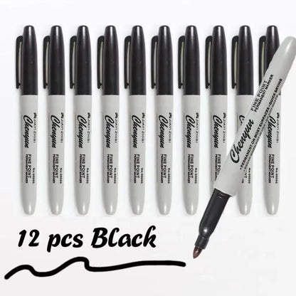12pcs Black Permanent Marker Pens, Fine Tip, Waterproof, Quick Drying shoporiz