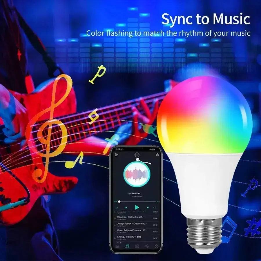 E27 Bluetooth Smart LED Bulb 220V 9W 15W 18W Tuya Compatible 2.4GHz RF Remote Control for Bedroom Home Decor Dimmable 120° Beam Angle Shoporiz