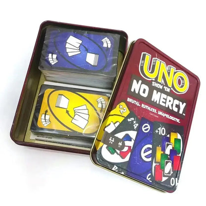 Uno No Mercy Metal Box Paper Box Game Board Games Table Family Party Entertainment UNO Cards Toy Children Birthday New Year Gift