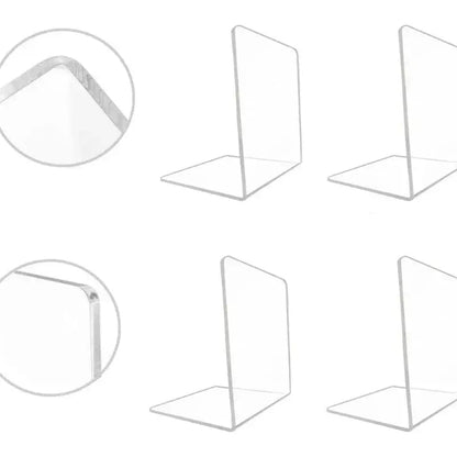 1PC Transparent Acrylic Bookend Stand Desktop Bookshelf Organizer School Stationery Holder Decorative Storage Rack for Books
