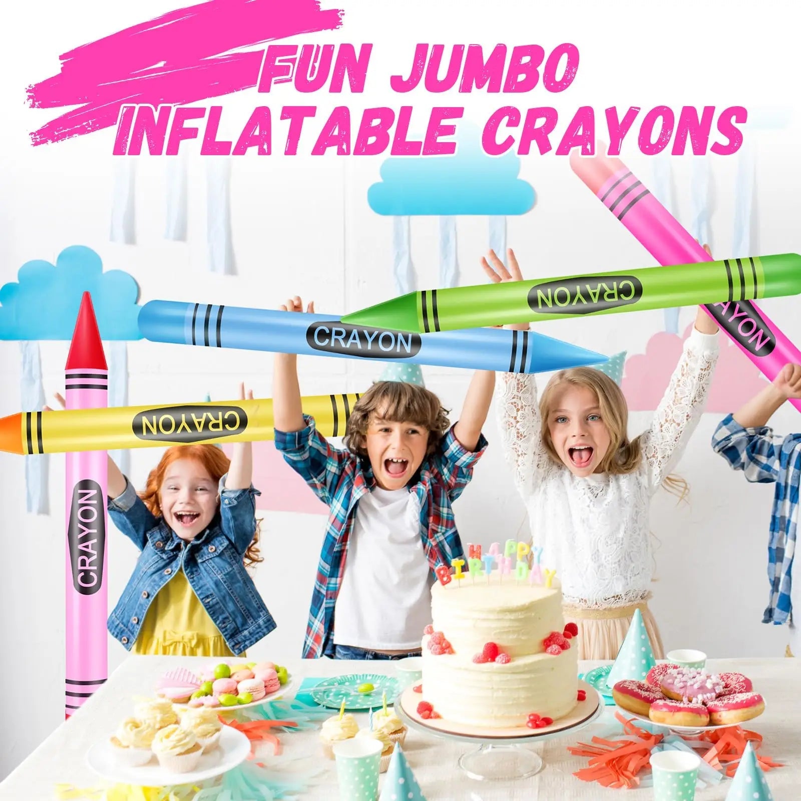 Jumbo Inflatable Crayon Balloon Neon Back to School Party Decoration First Day Of School Classroom Supplies shoporiz