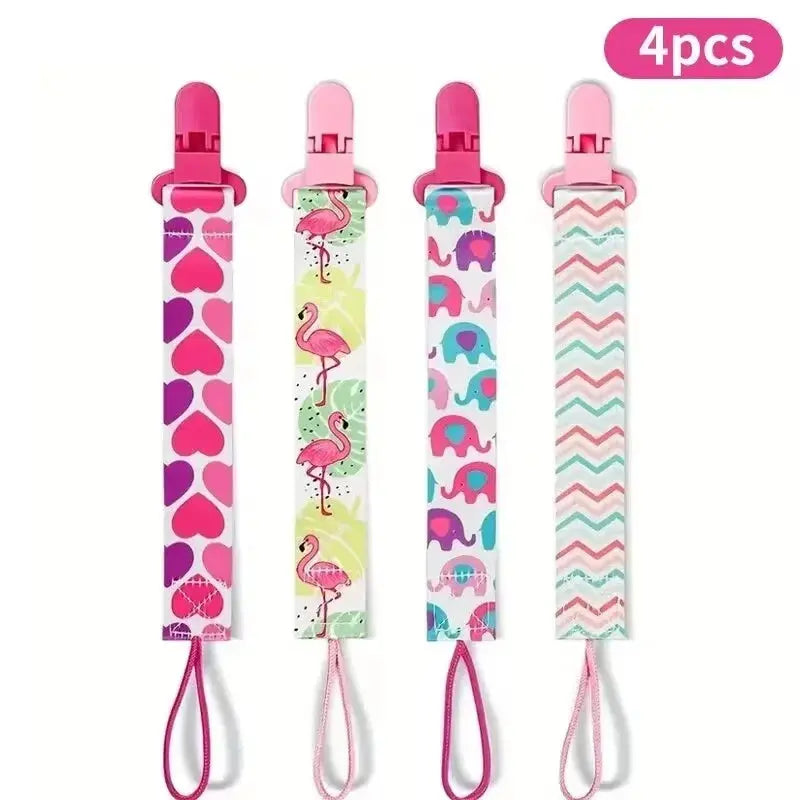 4pcs/set Newborn pacifier chain clip Double-sided printed pacifier Belt Pacifier holder Infant feeding Shoporiz