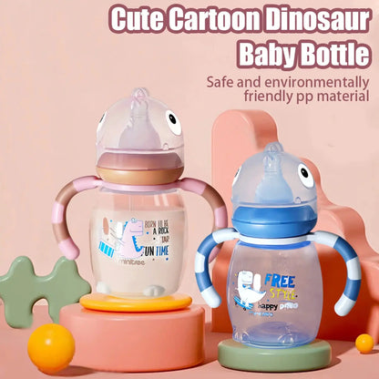 150ml/270ml baby cartoon bottle, 0-3 years old newborn feeding bottle, drop-proof and leak-proof, food grade safe PP material Shoporiz
