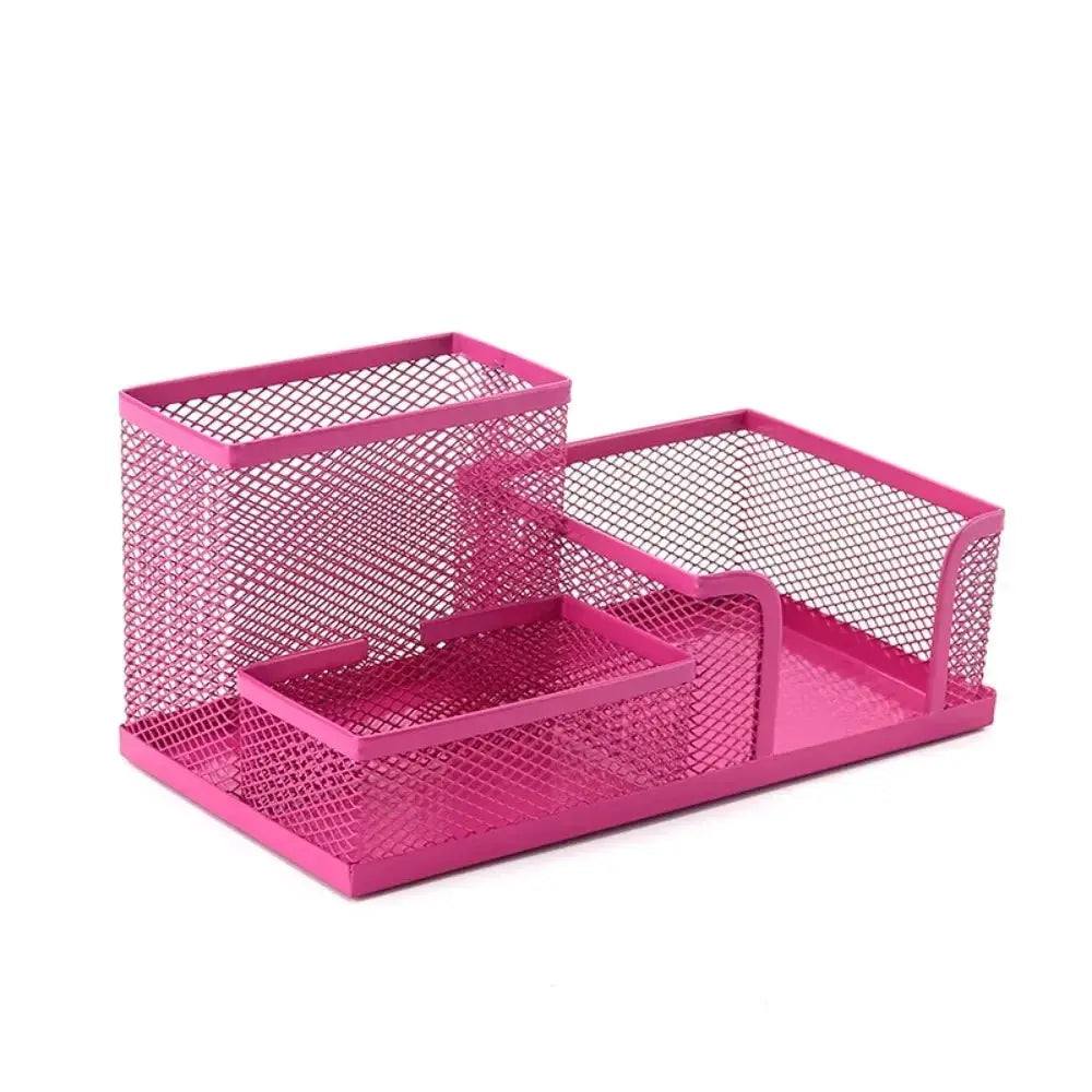 New 3/4 Grids Table Organizer Office Desk Top Storage Box Black Mesh Pen Holder File Storage Rack Metal Pen Holder