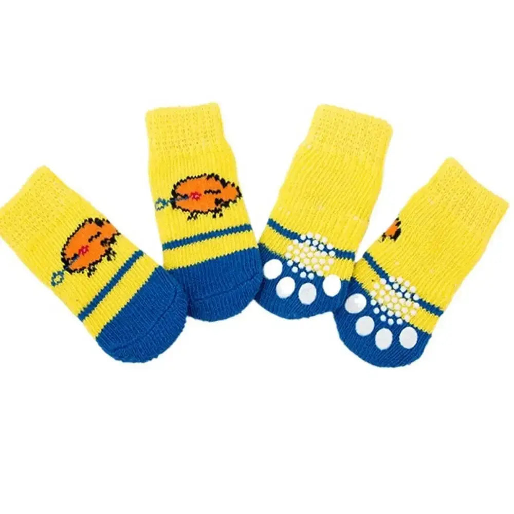 4Pcs Pet Cat Dog Floor Anti-slip Socks Autumn Winter Warm Soft Wool Socks Pet Kitten Puppy Anti-freeze Feet Paw Protector Socks