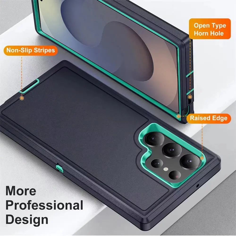 Shockproof Defender Armor Phone Cases For S25 S24 S23 S22 Ultra S21 Plus S20 FE Case Hard PC TPU Stand Military Protector Cover