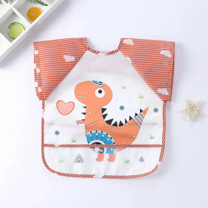 0-3Y Boys Girls Burp Clothes Waterproof Eating Smock Infant Toddler Baby Cartoon Sleeveless Art Apron Animal Smock Soft Baby Bib