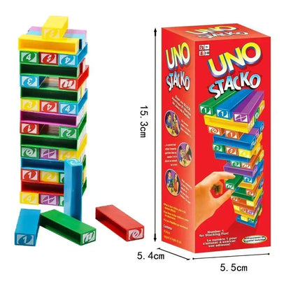 Stacko UNO Card Board Games Family Entertainment Poker Party Early Education Puzzle Stackoed Toy Playing Cards Birthday Gift