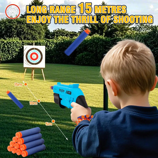 Kids Outdoor Dual Handles Foam Dart Blaster Gun Safe Ammo Soft Bullet Multi Colors Battle Toy for Children