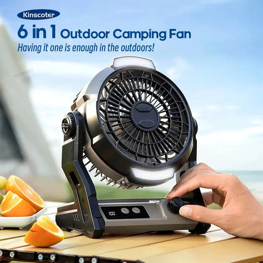 KINSCOTER New Outdoor Camping Fan 10000mAh Desk Fan Ceiling Fan Multifunctional Air Circulator Fan LED Lighting Power Bank Timer My Store