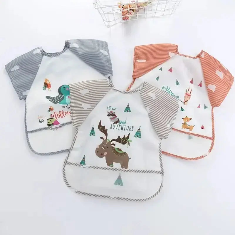 0-3Y Boys Girls Burp Clothes Waterproof Eating Smock Infant Toddler Baby Cartoon Sleeveless Art Apron Animal Smock Soft Baby Bib