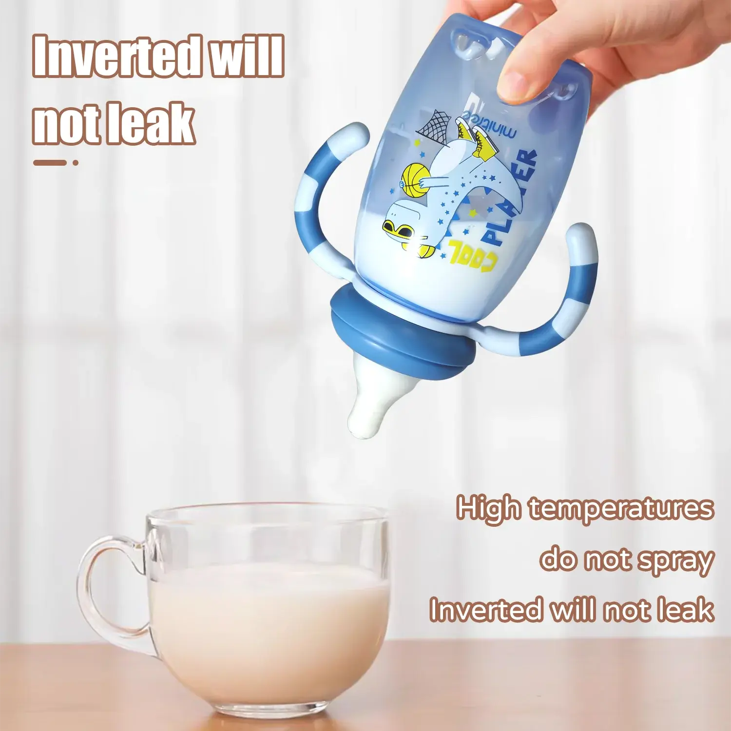 150ml/270ml baby cartoon bottle, 0-3 years old newborn feeding bottle, drop-proof and leak-proof, food grade safe PP material Shoporiz