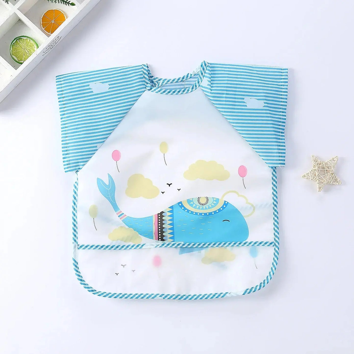 0-3Y Boys Girls Burp Clothes Waterproof Eating Smock Infant Toddler Baby Cartoon Sleeveless Art Apron Animal Smock Soft Baby Bib
