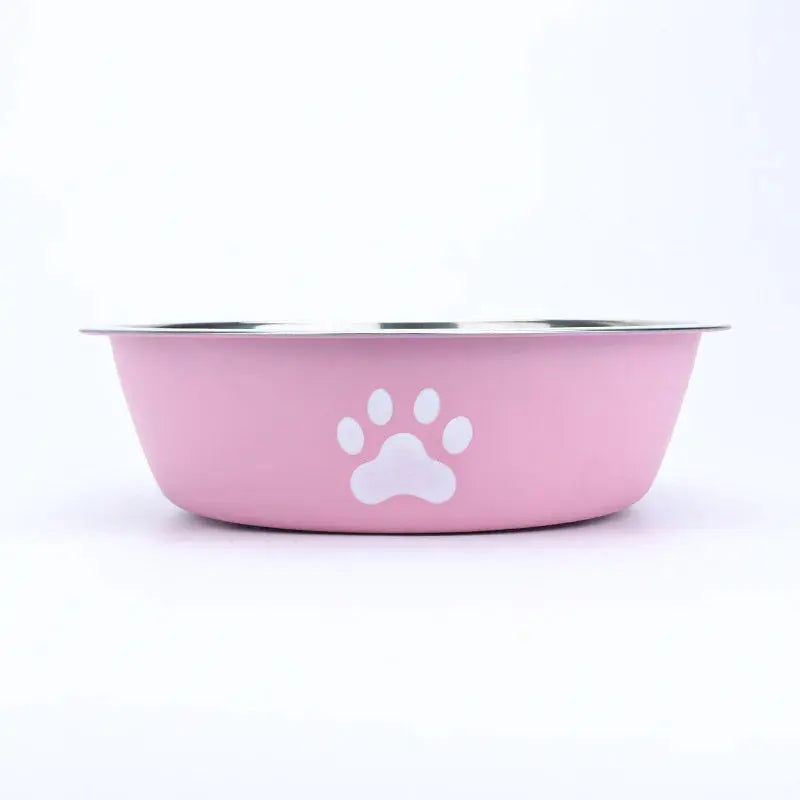 Stainless steel dog basin paw print pet supplies cat bowl dog bowl silicone anti-slip design pet drinking water feeding bowl