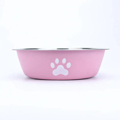 Stainless steel dog basin paw print pet supplies cat bowl dog bowl silicone anti-slip design pet drinking water feeding bowl