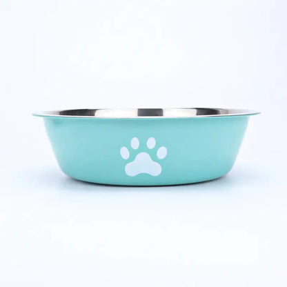 Stainless steel dog basin paw print pet supplies cat bowl dog bowl silicone anti-slip design pet drinking water feeding bowl