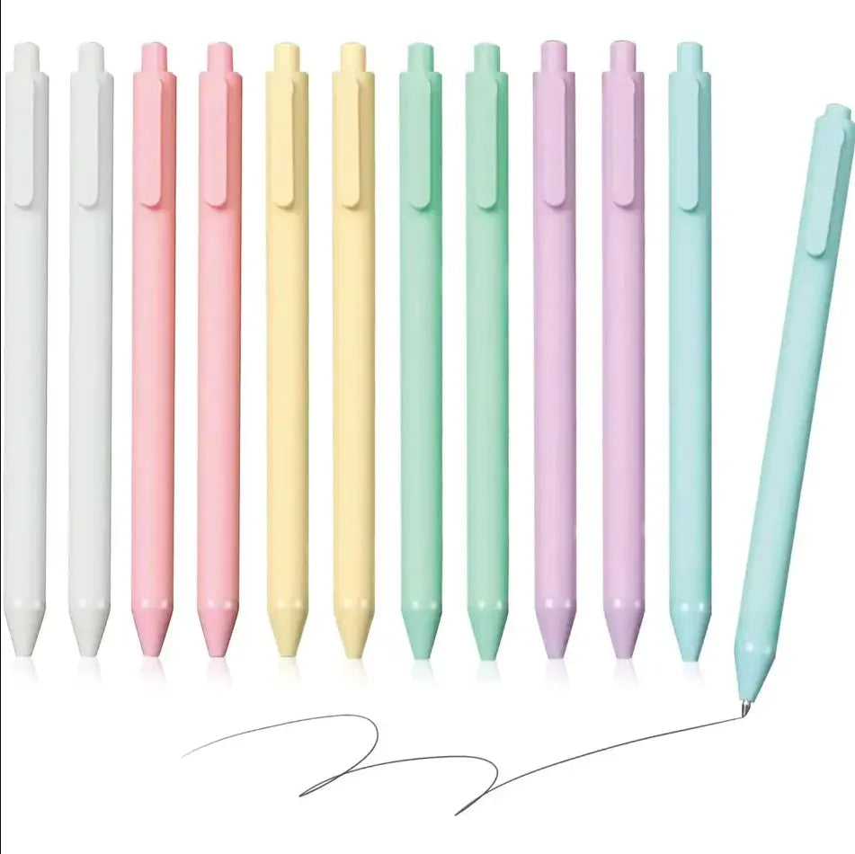 12 Pcs Ballpoint Pens, Writing Pens, Pastel Retractable Pretty Journaling Pens, Black Ink Medium Point 1.0 mm Gift Pens Shoporiz
