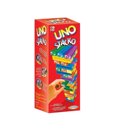 Stacko UNO Card Board Games Family Entertainment Poker Party Early Education Puzzle Stackoed Toy Playing Cards Birthday Gift