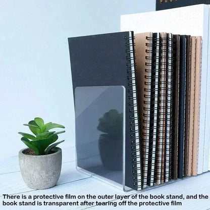 1PC Transparent Acrylic Bookend Stand Desktop Bookshelf Organizer School Stationery Holder Decorative Storage Rack for Books