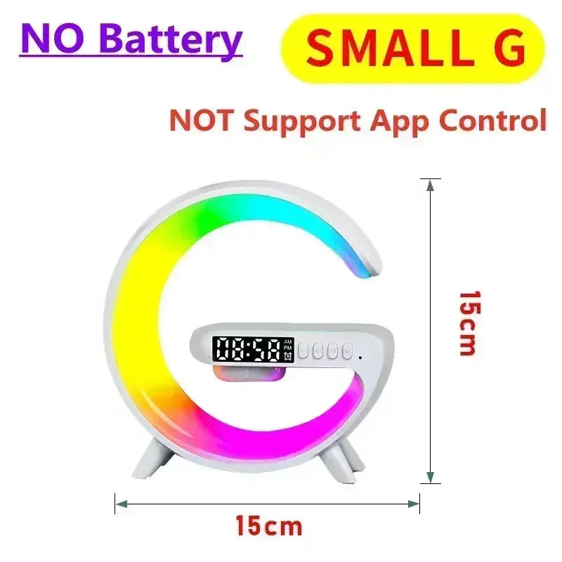 Multi-Functional (No Battery) Device Wireless Charger + Bluetooth Speaker RGB LED Alarm Clock Ambient Light For iPhone 12-17 Shoporiz