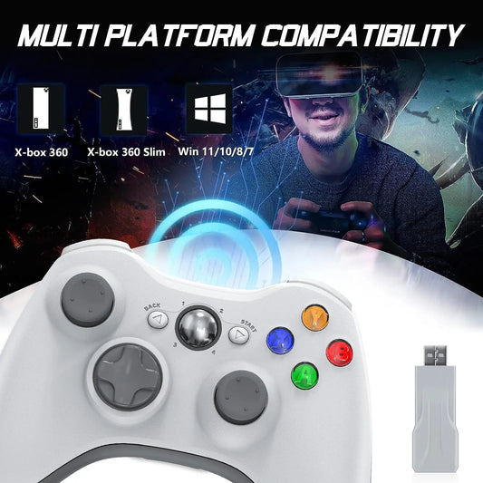 2.4G Wireless Controller For Xbox 360 Game Controller with Dual-Vibration Turbo Compatible with Xbox 360/360 Slim and PC Window My Store
