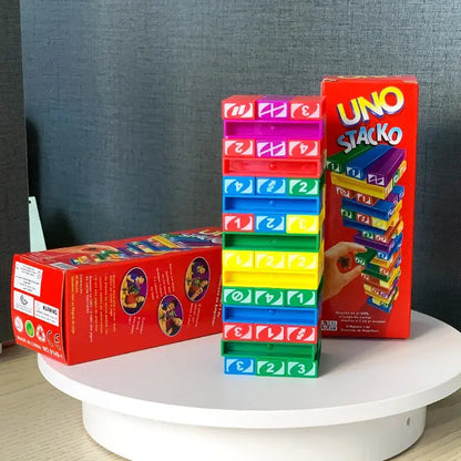Stacko UNO Card Board Games Family Entertainment Poker Party Early Education Puzzle Stackoed Toy Playing Cards Birthday Gift