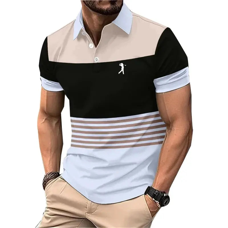 Logo Print Men Clothes Summer Lapel Polo Shirt Men Short Sleeve Casual Golf Polo Shirt