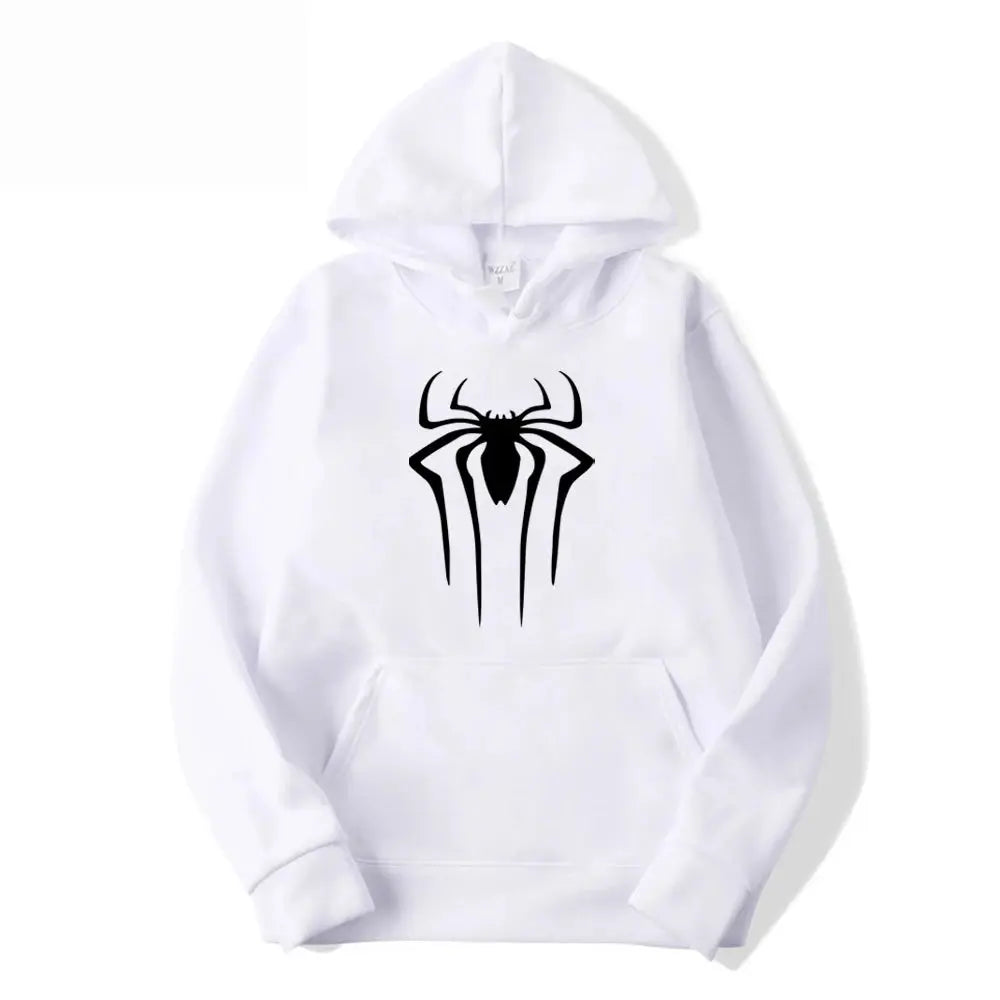 Men's Casual Hoodie Sweatshirt Solid Color Printed Spider Design Fashion Top for Men And Women Autumn Winter Thick Knit Hooded