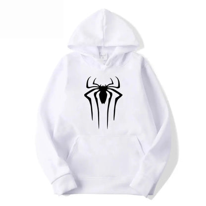 Men's Casual Hoodie Sweatshirt Solid Color Printed Spider Design Fashion Top for Men And Women Autumn Winter Thick Knit Hooded