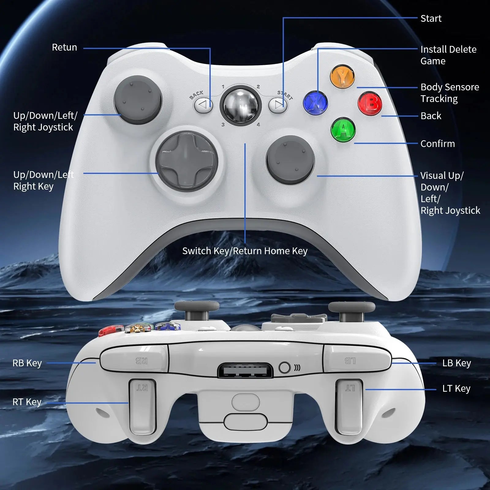 2.4G Wireless Controller For Xbox 360 Game Controller with Dual-Vibration Turbo Compatible with Xbox 360/360 Slim and PC Window My Store