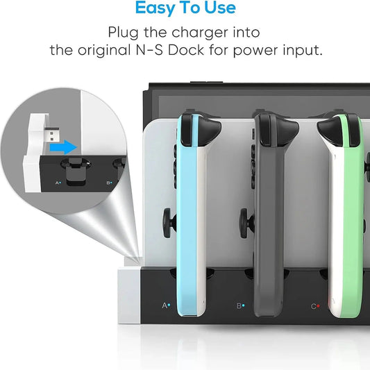 Joycon Charging Dock Station for Switch&OLED - Charges Up To 4 Controllers, Compatible with Switch and OLED Model shoporiz