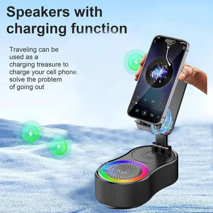 New Cell Phone Holder Stand With LDE Light Bluetooth Speaker Adjustable Tablet Bracket Support Portable Wireless Loudspeaker Shoporiz