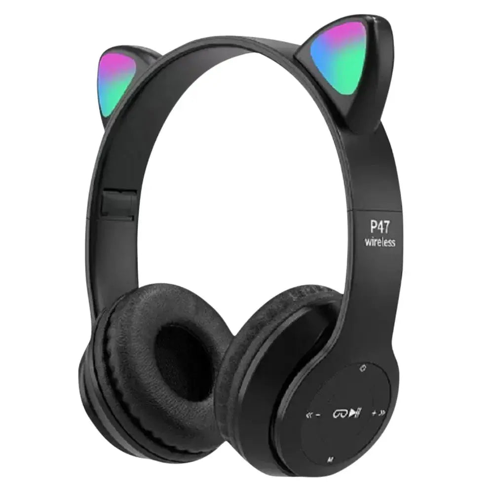 Cute Cat Ear Headphones with RGB LED Light Wireless Headset