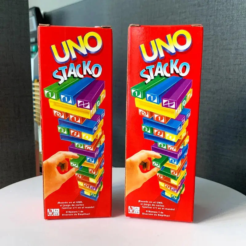 Stacko UNO Card Board Games Family Entertainment Poker Party Early Education Puzzle Stackoed Toy Playing Cards Birthday Gift