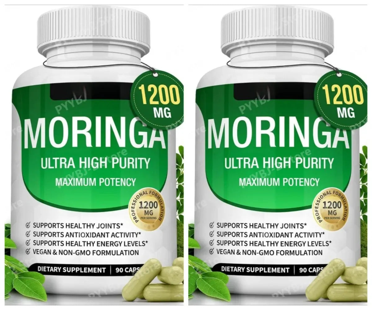Moringa Capsules 1200mg Pure Moringa Powder Oleifera Leaf Superfood Rich in Antioxidant Skin Health Immune Support Natural